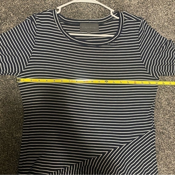 Anthropologie Sunday in Brooklyn Navy Striped 3/4 Sleeve Top - Picture 7 of 9
